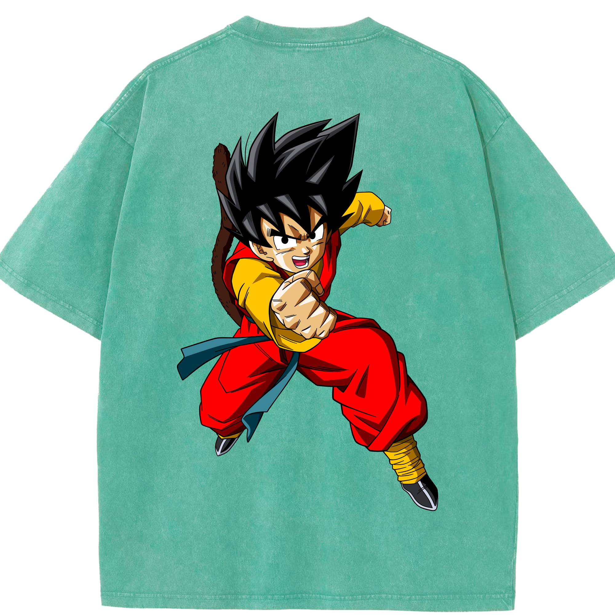 （画像用） ドラゴンボール 孫悟空（そん ごくう）Son Goku カカロット DRAGON BALL Kakarotto 綿100% ヴィンテージ風 半袖Tシャツ（背面プリント）